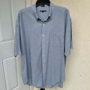 ALEXANDER JULIAN.Check pattern w/blue & light green threads.Sz XXL.Button down.